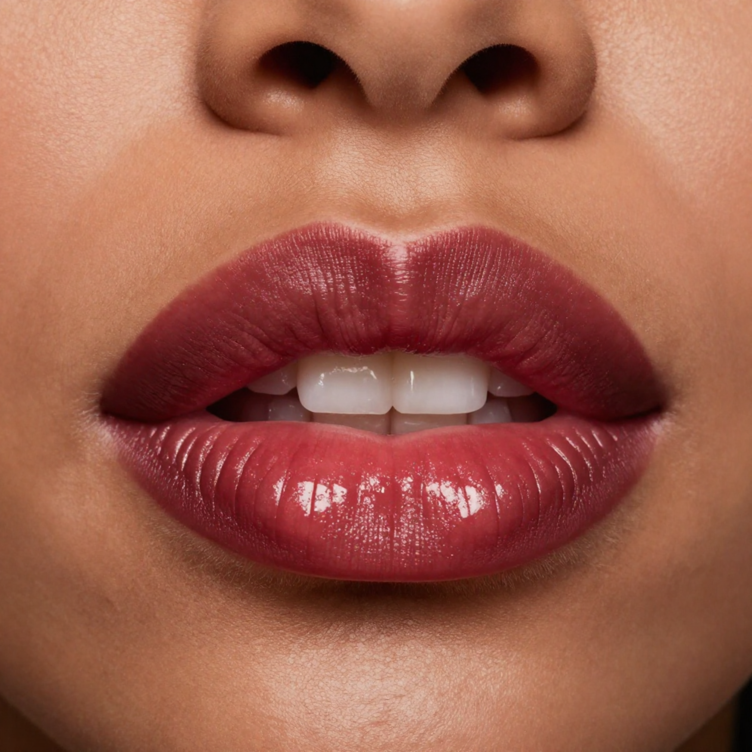Close-up of a person's lips with a focus on the lipstick